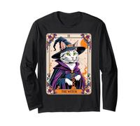 The Witch Kitten - Carta dei tarocchi Vintage, per Halloween Maglia a Manica
