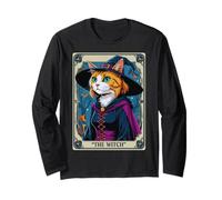 The Witch Kitten - Carta dei tarocchi vintage, per Halloween Maglia a Manica
