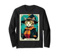 The Witch Kitten - Carta dei tarocchi Vintage, per Halloween Maglia a Manica