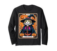 The Witch Kitten - Carta dei tarocchi Vintage, per Halloween Maglia a Manica