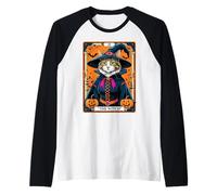 The Witch Kitten - Carta dei tarocchi Vintage, per Halloween Maglia con Maniche Raglan