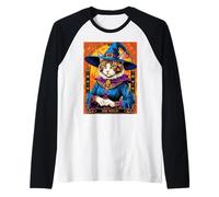 The Witch Kitten - Carta dei tarocchi Vintage, per Halloween Maglia con Maniche Raglan