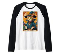 The Witch Kitten - Carta dei tarocchi Vintage, per Halloween Maglia con Maniche Raglan