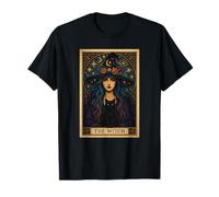 The Witch Tarocchi Carta Halloween Gatto Gatto Donna Gotica Witchy Vibes Maglietta