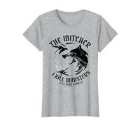 The Witcher I Kill Monsters Maglietta, Donna, Grigio Melange, 3XL
