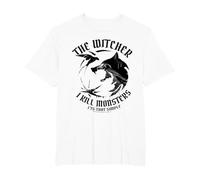 The Witcher I Kill Monsters Maglietta, Uomo Taglie Grandi, Bianco, 6X Tall