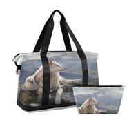 The Wolf Lying on The Mountain Borsone da viaggio impermeabile palestra sport Tote Bag Carry On Weekender Bag con scomparto, Il lupo sdraiato sulla montagna, Taglia unica, Borsone da viaggio