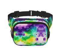 The world in watercolor Marsupio quadrato a doppio strato con cinghia regolabile per attività all'aperto, nero, taglia unica, Nero , Taglia unica