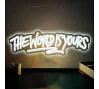 The World is Yours Insegna al neon, luci LED dimmerabili alimentate tramite USB, per camera da letto, sala giochi, birreria, matrimonio, festa di compleanno, decorazione da parete, 45 x 14 cm