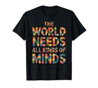 The World Needs all Kinds of Minds Puzzle Autism Awareness Maglietta