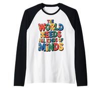 The World Needs all Kinds of Minds Teacher Autism Awareness Maglia con Maniche Raglan
