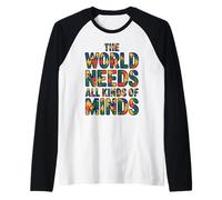 The World Needs all Kinds of Minds Teacher Autism Awareness Maglia con Maniche Raglan