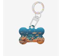 The World of Underwater Animals Medagliette per cani per animali domestici, a forma di osso, in acrilico, perfette per cani e gatti di piccola e grande taglia, carino e funzionale