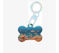 The World of Underwater Animals Medagliette per cani per animali domestici, a forma di osso, in acrilico, perfette per cani e gatti di piccola e grande taglia, carino e funzionale