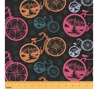 The Yard - Tessuto colorato per bicicletta da cantiere, con bussola nautica e paesaggi naturalistici, per tappezzeria e progetti fai da te, in tessuto geometrico disegnato a mano, per bambini e