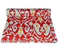 The Yard - Tessuto in voile multi Ikat, per cucito, artigianato, sartoria, tessuto con stampa floreale indiana Sanganeri, tinta naturale, larghezza 100 cm (rosso, 5 metri)