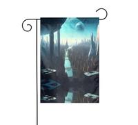 The YYHWHJDE Cities of the Future Picture dimensioni precise di questa bandiera da giardino è 30,5 x 45,7 cm, che è un rapporto dorato accuratamente progettato. Si adatta perfettamente alla stragrande