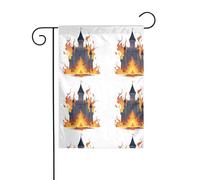 The YYHWHJDE The castle burning flames Immagine dimensioni precise di questa bandiera da giardino è di 30,5 x 45,7 cm, che è un rapporto dorato accuratamente progettato. Si adatta perfettamente alla