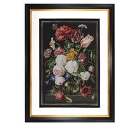 Thea Gouverneur 785.05 - Kit per Punto Croce contato, Natura Morta con Fiori in Un Vaso di Vetro, Tela Aida Nera, 18 Punti, per Adulti, Fili da Ricamo DmC e Altri Accessori per Punto Croce Inclusi