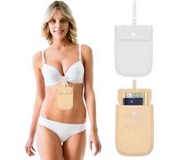 Theaque 2 pezzi da viaggio per reggiseno da donna, portafoglio nascosto per reggiseno, borseggiatore, a prova di borseggio, cintura per denaro, tasca da viaggio segreta, portafoglio da viaggio per