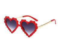 Theaque Occhiali da sole per bambini, con fiore e cuore, occhiali da sole per feste per ragazzi e ragazze, età 3-10 anni, Rosso