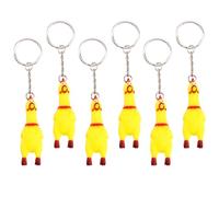 Theaque Portachiavi a forma di pollo, mini portachiavi a forma di pollo che urla, in gomma gialla, giocattolo da schiacciare, portachiavi per scherzo, giocattolo per borse, chiavi, telefoni, Giallo,
