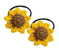 Theaque Set di 2 elastici per capelli per ragazze,in cotone fatto a mano,con girasole,elastici per capelli con fiori gialli,graziosi elastici per coda di cavallo,accessori per capelli all'uncinetto
