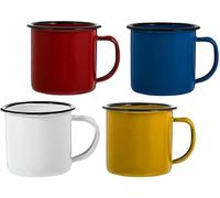 Theaque Set di 4 tazze da caffè smaltate da campeggio, stile vintage, per acqua, caffè, latte, per attività interne ed esterne