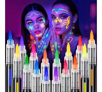 ThEast Set di 16 colori per il corpo UV al neon, al buio, sotto la luce UV, lavabile, delicato sulla pelle, trucco teatrale, viso e corpo