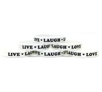 TheAwristocrat Confezione da 6 braccialetti motivazionali in silicone con cuori e scritta "Live Laugh Love"