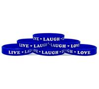 TheAwristocrat Confezione da 6 braccialetti motivazionali in silicone con cuori e scritta "Live Laugh Love"