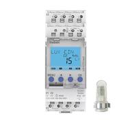 Theben 1120130 LUNA 112 Top3 AL - Interruttore crepuscolare a 2 canali con sensore di luce esterno, contatore ore di funzionamento, gamma di luminosità estesa