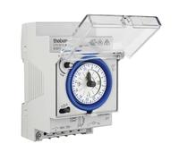 Theben 1610011 SYN 161 d interruttore orario analogico 1 canale giornaliero | guida DIN, 3 TE, 96 segmenti, 15 min, sincronia di rete, 180 W LED, riconoscimento 12h/24h, interruttore manuale