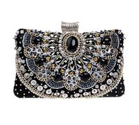 THEDAYBABY Borsa da sera da donna con ricamo di lusso temperamento banchetto pochette cento abito da sera, Nero , Taglia unica