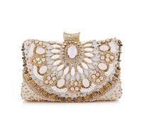 THEDAYBABY Borsa da sera da donna con ricamo di lusso temperamento banchetto pochette cento abito da sera, Argento, Taglia unica