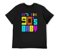 Thedekkry Men's Summer T-Shirt It's The 90S Baby Fancy Dress 1990S Retro Dance Disco Party Cool And Breathable Black XL