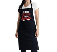 thedifferent Grembiule da Cucina grafica Simpatica scritta - Il Miglior Lieto Fine è la Scarpetta - Idea Regalo per Cuoca, Mamma, Nonna - Pettorina - Taglia Unica Nero