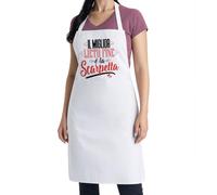thedifferent Grembiule da Cucina grafica Simpatica scritta - Il Miglior Lieto Fine è la Scarpetta - Idea Regalo per Cuoca, Mamma, Nonna - Pettorina - Taglia Unica Bianco