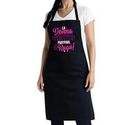 thedifferent Grembiule da Cucina grafica Simpatica scritta - La Donna Perfetta Profuma di Ragù - Idea Regalo per Cuoca, Mamma, Nonna - Pettorina - Taglia Unica Nero
