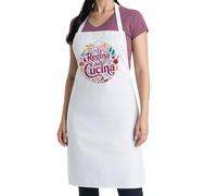 thedifferent Grembiule da Cucina grafica Simpatica scritta - La Regina Della Cucina - Idea Regalo per Cuoca, Mamma, Nonna - Pettorina - Taglia Unica Bianco