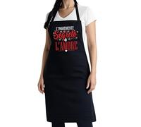 thedifferent Grembiule da Cucina grafica Simpatica scritta - L'Ingrediente Segreto è l'Amore - Idea Regalo per Cuoca, Mamma, Nonna - Pettorina - Taglia Unica Nero