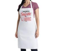 thedifferent Grembiule da Cucina grafica Simpatica scritta - L'Ingrediente Segreto è l'Amore - Idea Regalo per Cuoca, Mamma, Nonna - Pettorina - Taglia Unica Nero