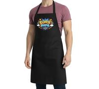 thedifferent Grembiule da Cucina grafica Simpatica scritta - Logo Super Papà - Idea Regalo per Cuoco, Papà, Nonno - Pettorina - Taglia Unica Nero