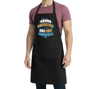 thedifferent Grembiule da Cucina grafica Simpatica scritta - Sei un Nonno Fantastico e anche uno Chef Fenomenale - Idea Regalo per Cuoco, Papà, Nonno, Amico - Pettorina - Taglia Unica Nero