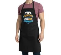 thedifferent Grembiule da Cucina grafica Simpatica scritta - Sei un Papà Fantastico e uno Chef Fenomenale - Idea Regalo per Cuoco, Papà, Nonno, Amico - Pettorina - Taglia Unica Nero