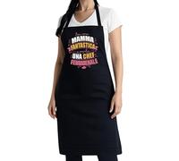 thedifferent Grembiule da Cucina grafica Simpatica scritta - Sei una Mamma Fantastica e anche una Chef Fenomenale - Idea Regalo per Cuoca, Mamma, Nonna - Pettorina - Taglia Unica Nero