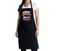 thedifferent Grembiule da Cucina grafica Simpatica scritta - Sei una Nonna Fantastica e anche una Chef Fenomenale - Idea Regalo per Cuoca, Mamma, Nonna - Pettorina - Taglia Unica Nero
