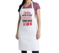 thedifferent Grembiule da Cucina grafica Simpatica scritta - Sposa Qualcuno che Sappia Cucinare l'Amore passa la Fame No - Idea Regalo per Cuoca, Mamma, Nonna - Pettorina - Taglia Unica Bianco