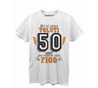 Thedifferent Maglietta T-Shirt Girocollo Mezza Manica 100% Cotone Ring Spun per Uomo - Idea Regalo papà Zio Figlio Amico Nonno - Compleanno 50 Cinquanta Anni per Essere Cosi Figo - Blu