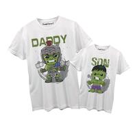 thedifferent T-Shirt Maglietta Coppia Uomo Bambino Supereroe Incredibile Verde Forza papà Figlio Festa Compleanno Idea Regalo